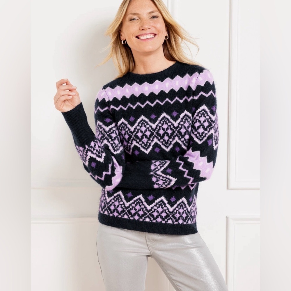 Talbots Purple and Black Geometric Sweater size L